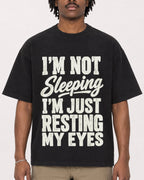Mockup Boxy Heavyweight Tee Black male close-up 04