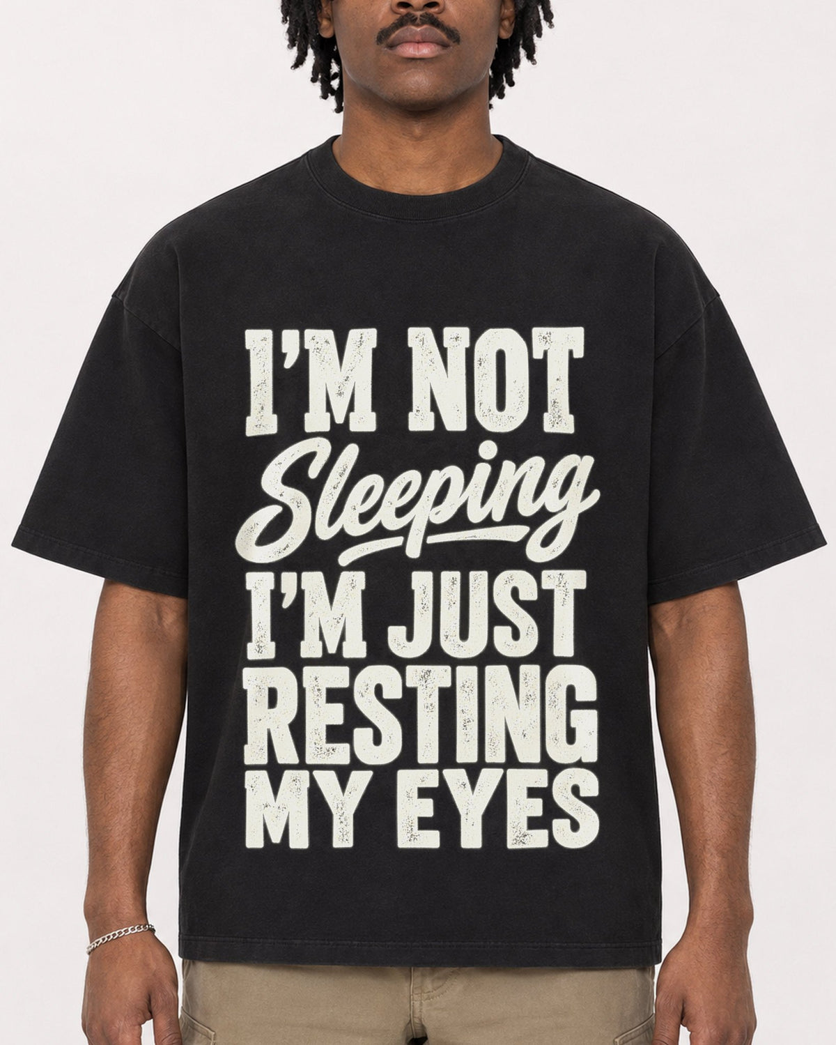 Mockup Boxy Heavyweight Tee Black male close-up 04