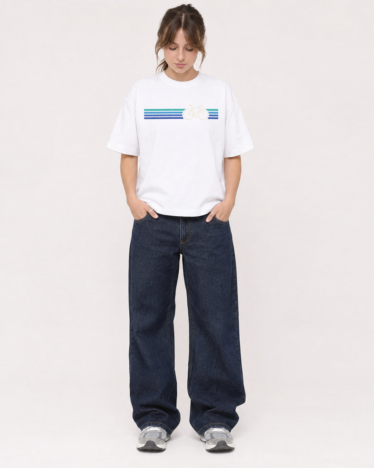 Mockup Boxy Heavyweight Tee White female full-body 29