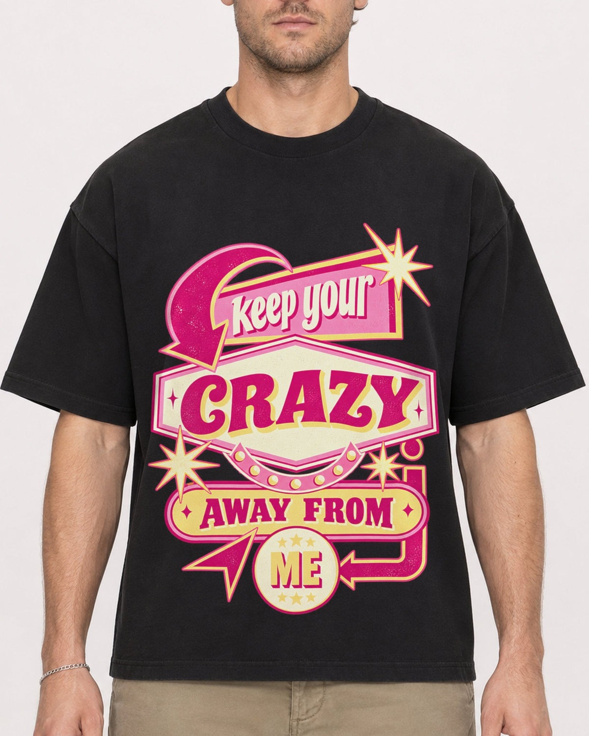 Mockup Boxy Heavyweight Tee Black male close-up 08