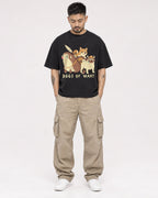 Mockup Boxy Heavyweight Tee Black male full-body 12