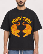 Mockup Boxy Heavyweight Tee Black male close-up 07