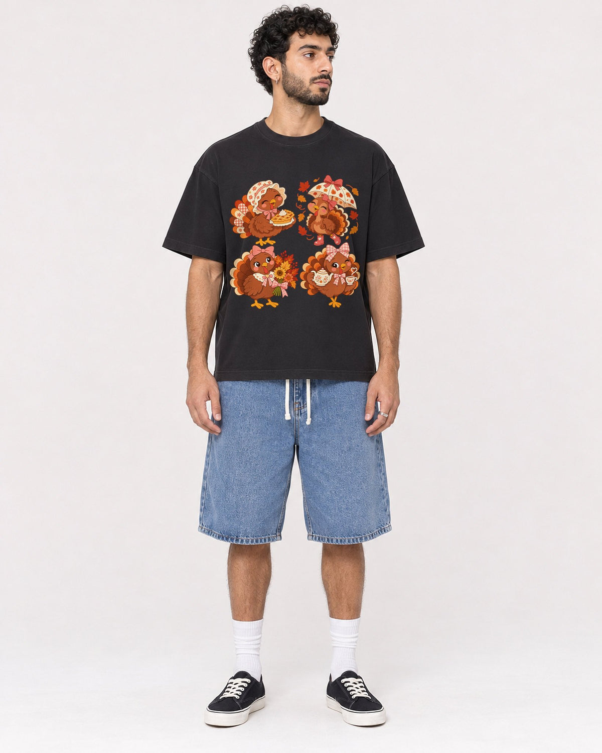 Mockup Boxy Heavyweight Tee Black male full-body 27