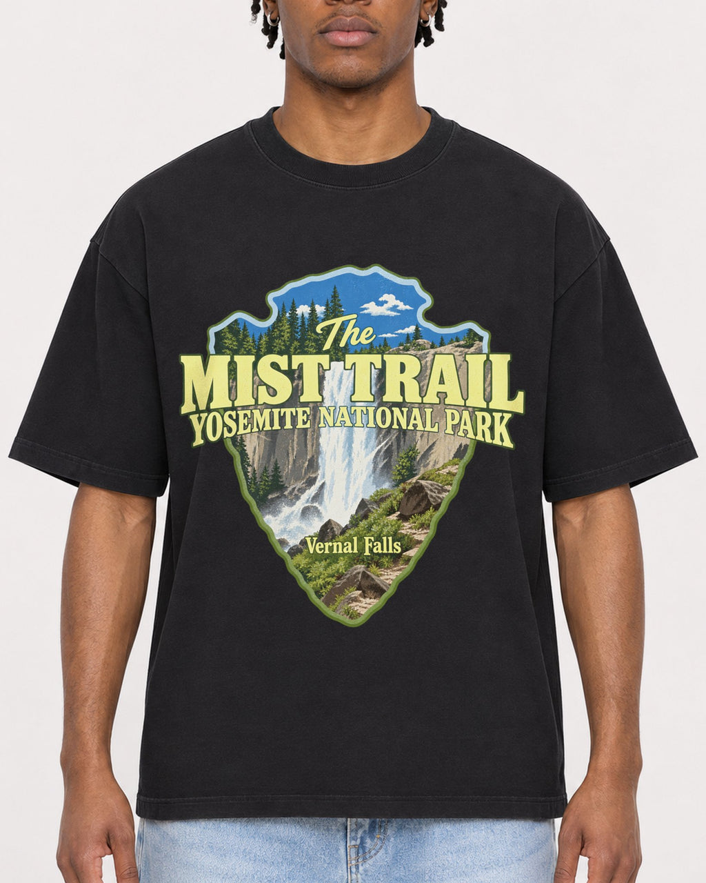 Mockup Boxy Heavyweight Tee Black male close-up 05