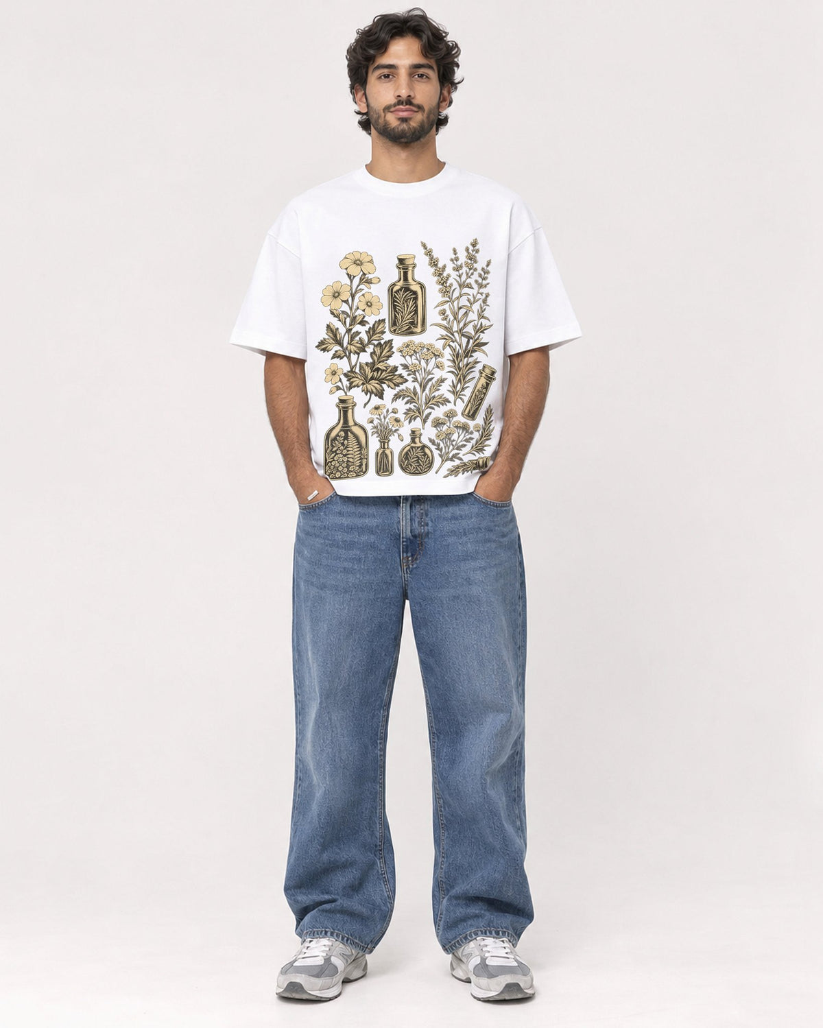 Mockup Boxy Heavyweight Tee White male full-body 17