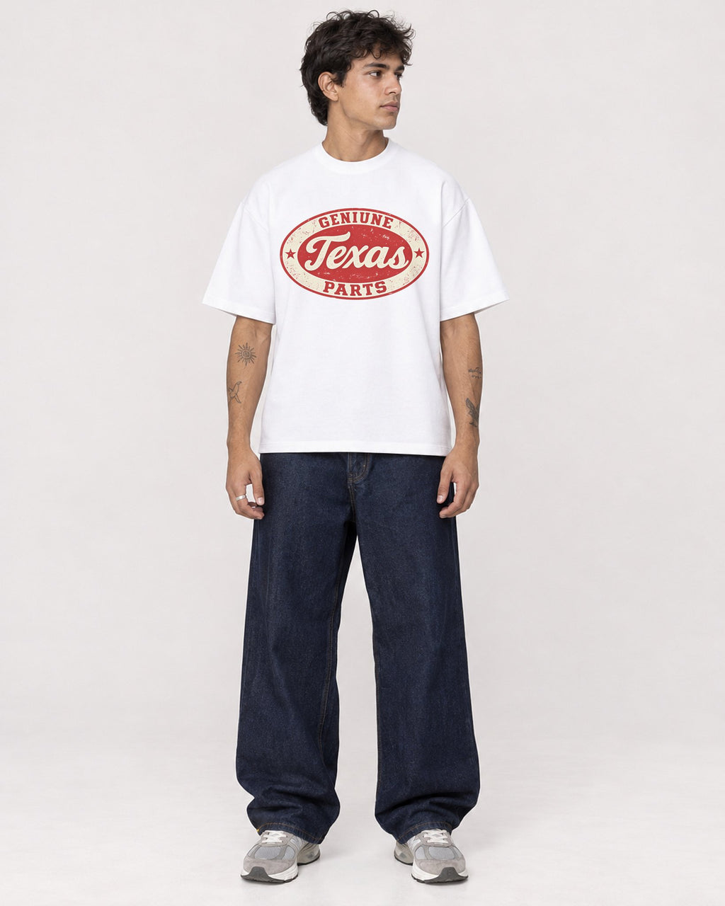 Mockup Boxy Heavyweight Tee White male full-body 06