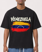 Mockup Boxy Heavyweight Tee Black male close-up 15