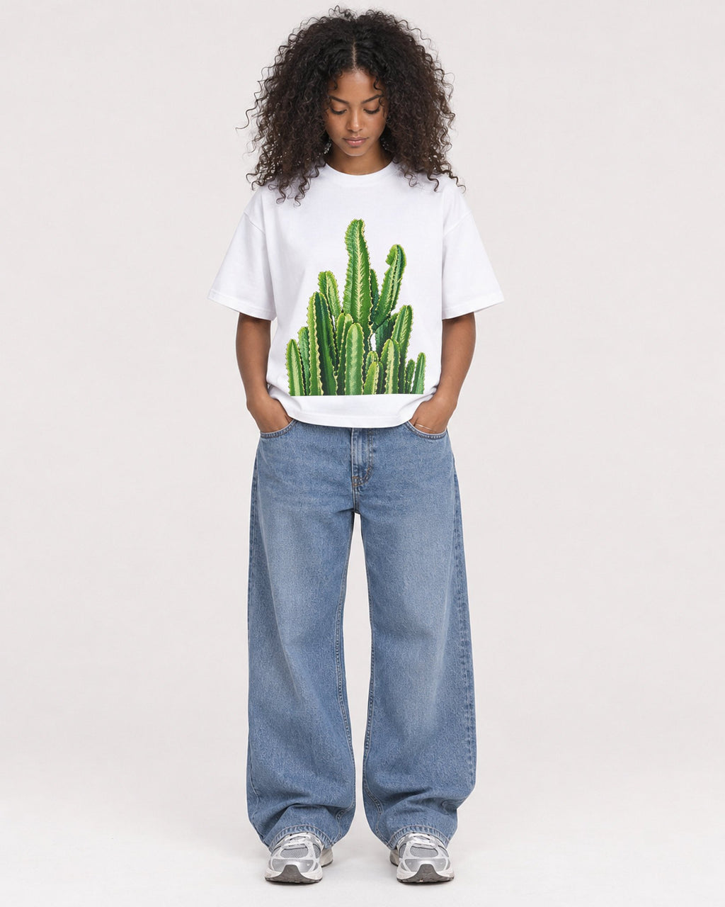 Mockup Boxy Heavyweight Tee White female full-body 05