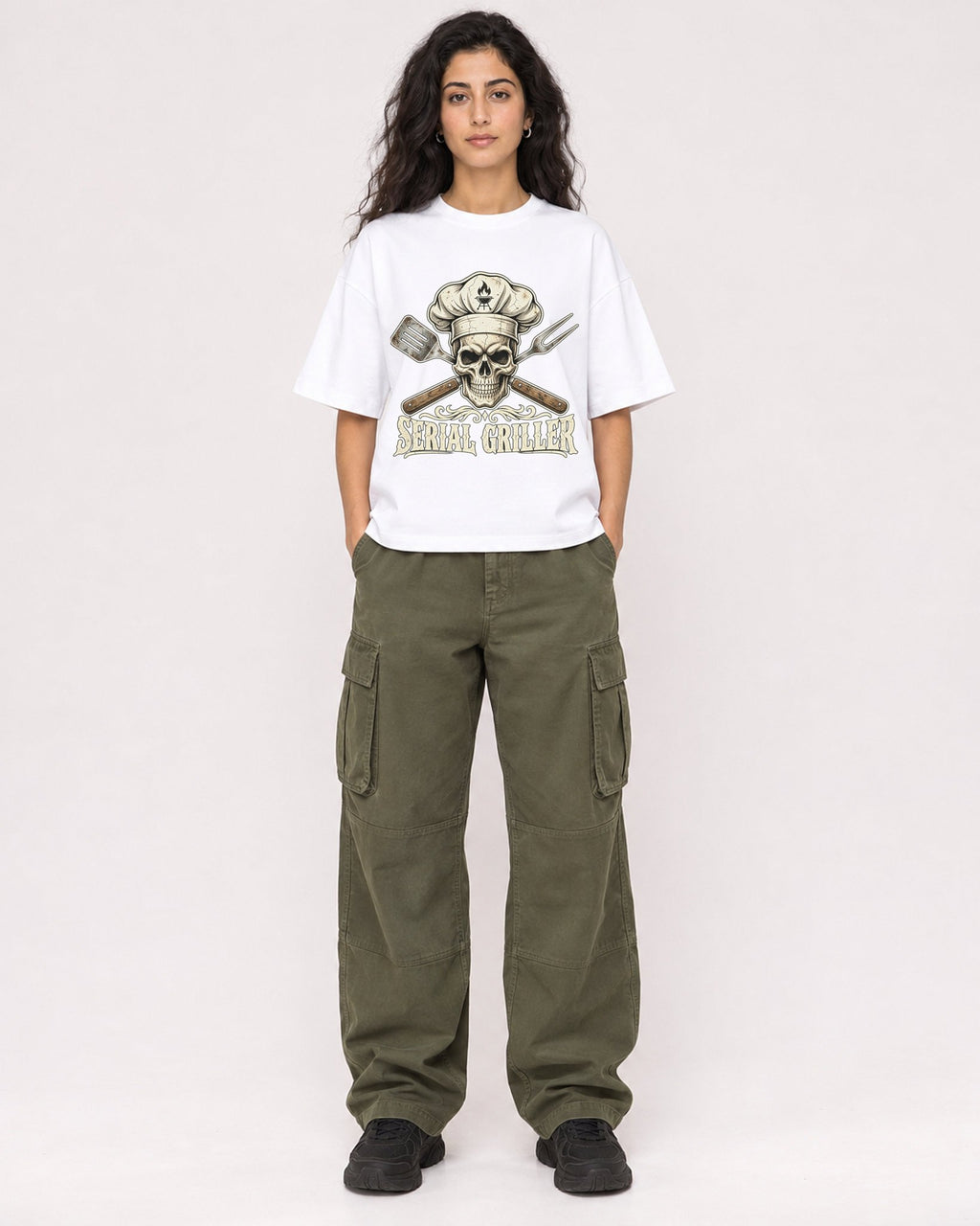 Mockup Boxy Heavyweight Tee White female full-body 07