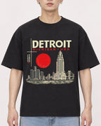 Mockup Boxy Heavyweight Tee Black male close-up 01