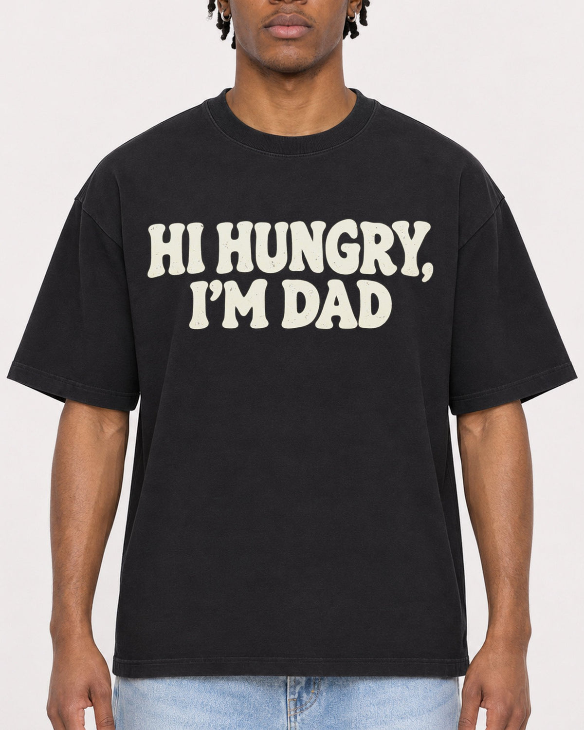 Mockup Boxy Heavyweight Tee Black male close-up 05