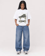 Mockup Boxy Heavyweight Tee White female full-body 45