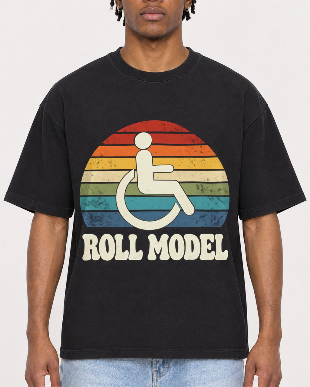 Mockup Boxy Heavyweight Tee Black male close-up 05