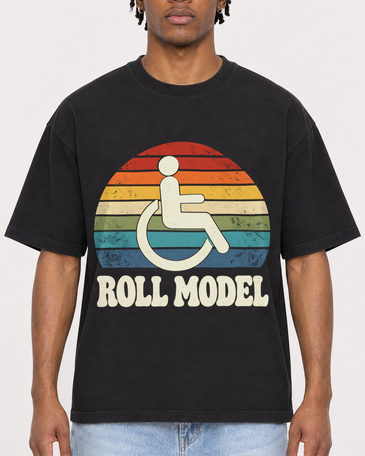 Mockup Boxy Heavyweight Tee Black male close-up 05