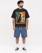 Mockup Boxy Heavyweight Tee Black male full-body 07