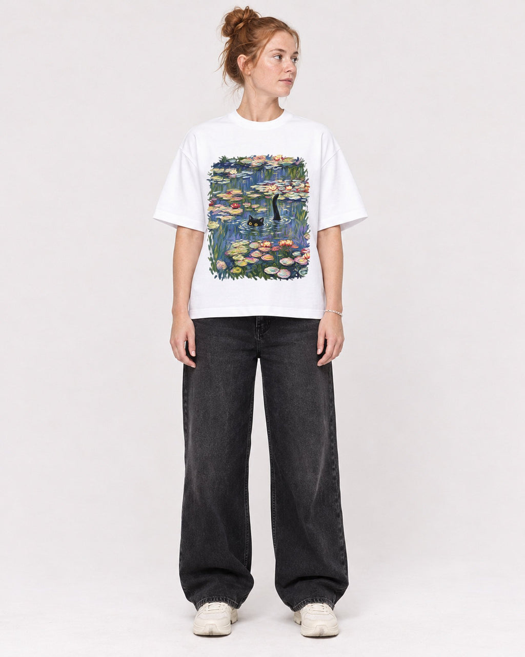 Mockup Boxy Heavyweight Tee White female full-body 28