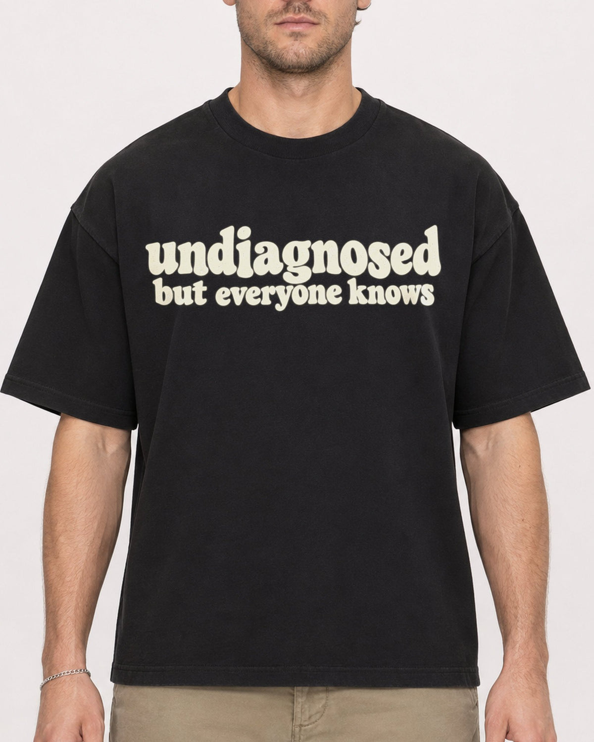 Mockup Boxy Heavyweight Tee Black male close-up 08