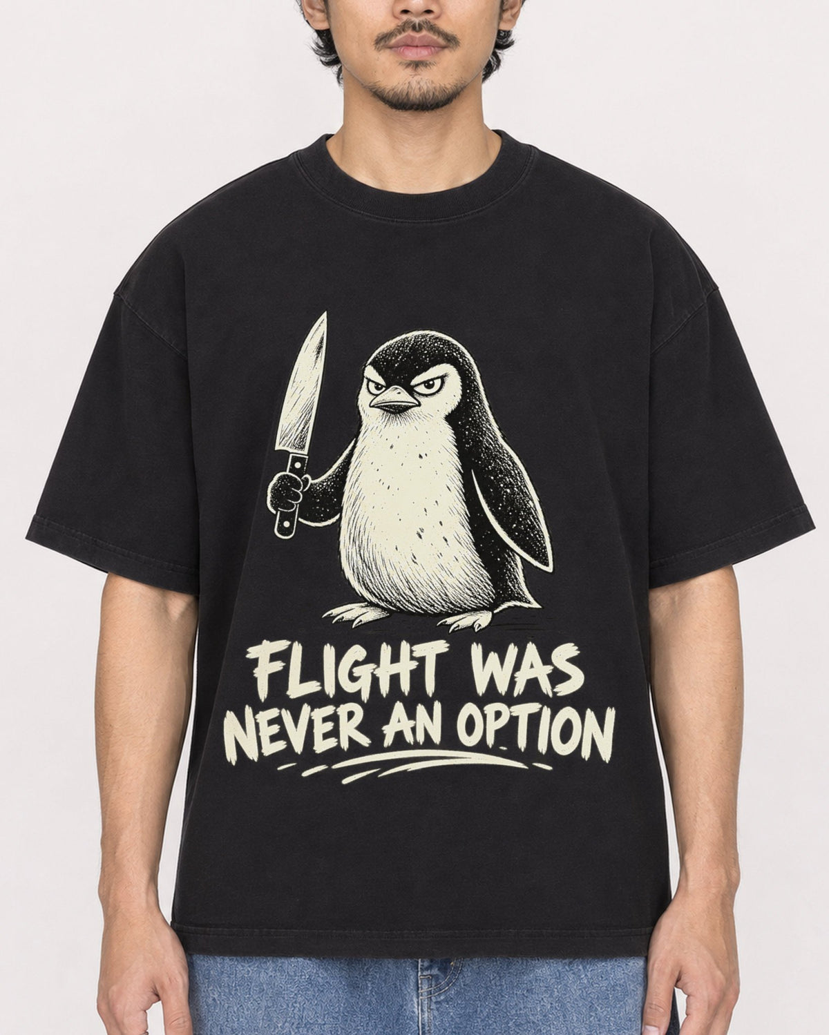 Mockup Boxy Heavyweight Tee Black male close-up 02