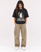 Mockup Boxy Heavyweight Tee Black female full-body 02