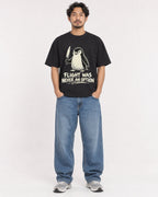 Mockup Boxy Heavyweight Tee Black male full-body 02