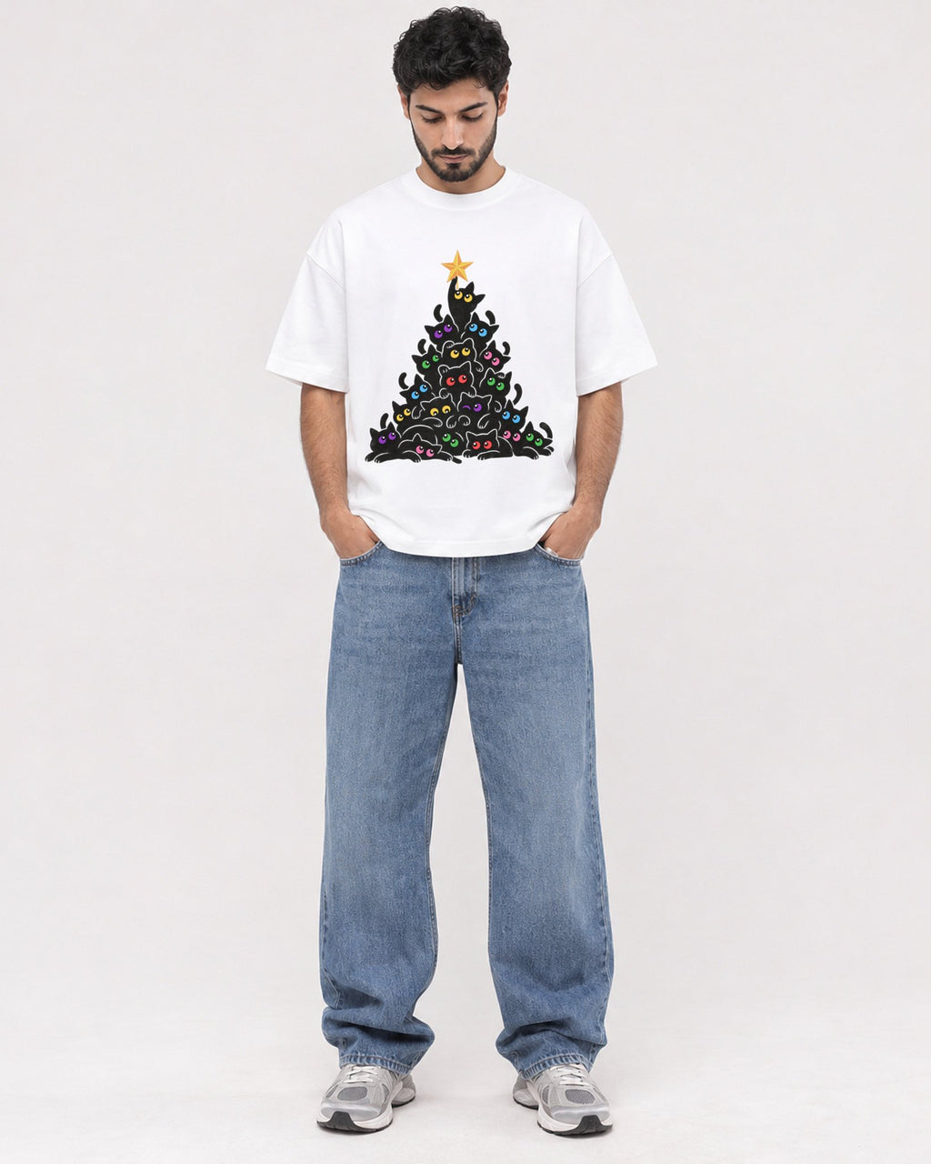 Mockup Boxy Heavyweight Tee White male full-body 07