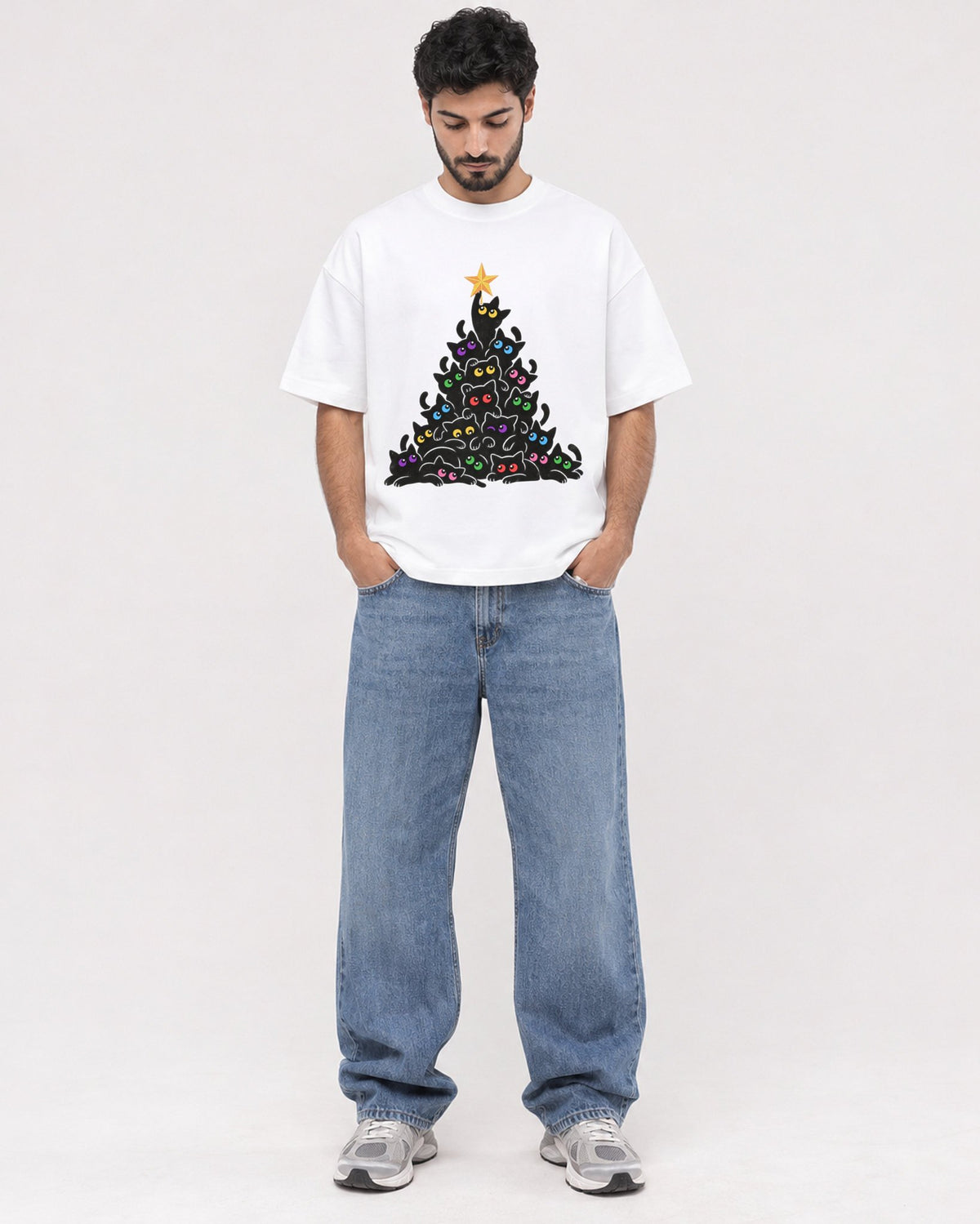 Mockup Boxy Heavyweight Tee White male full-body 07