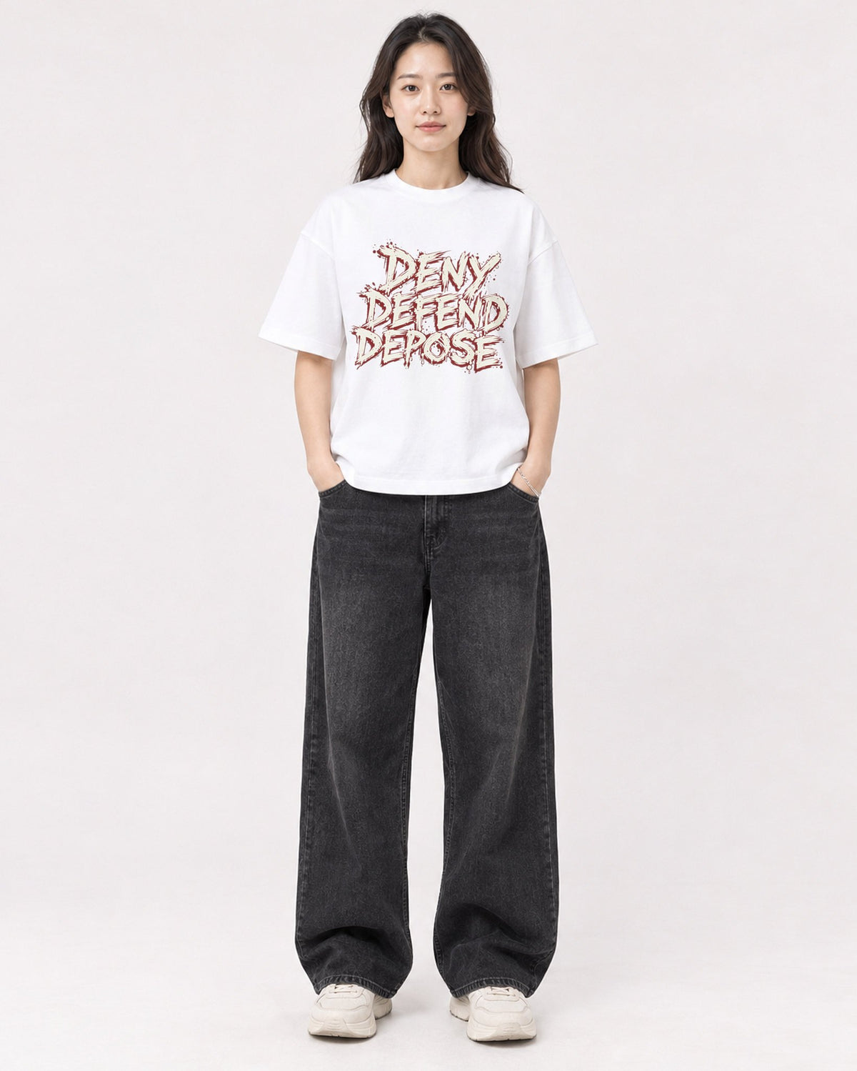 Mockup Boxy Heavyweight Tee White female full-body 03