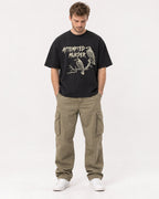 Mockup Boxy Heavyweight Tee Black male full-body 08
