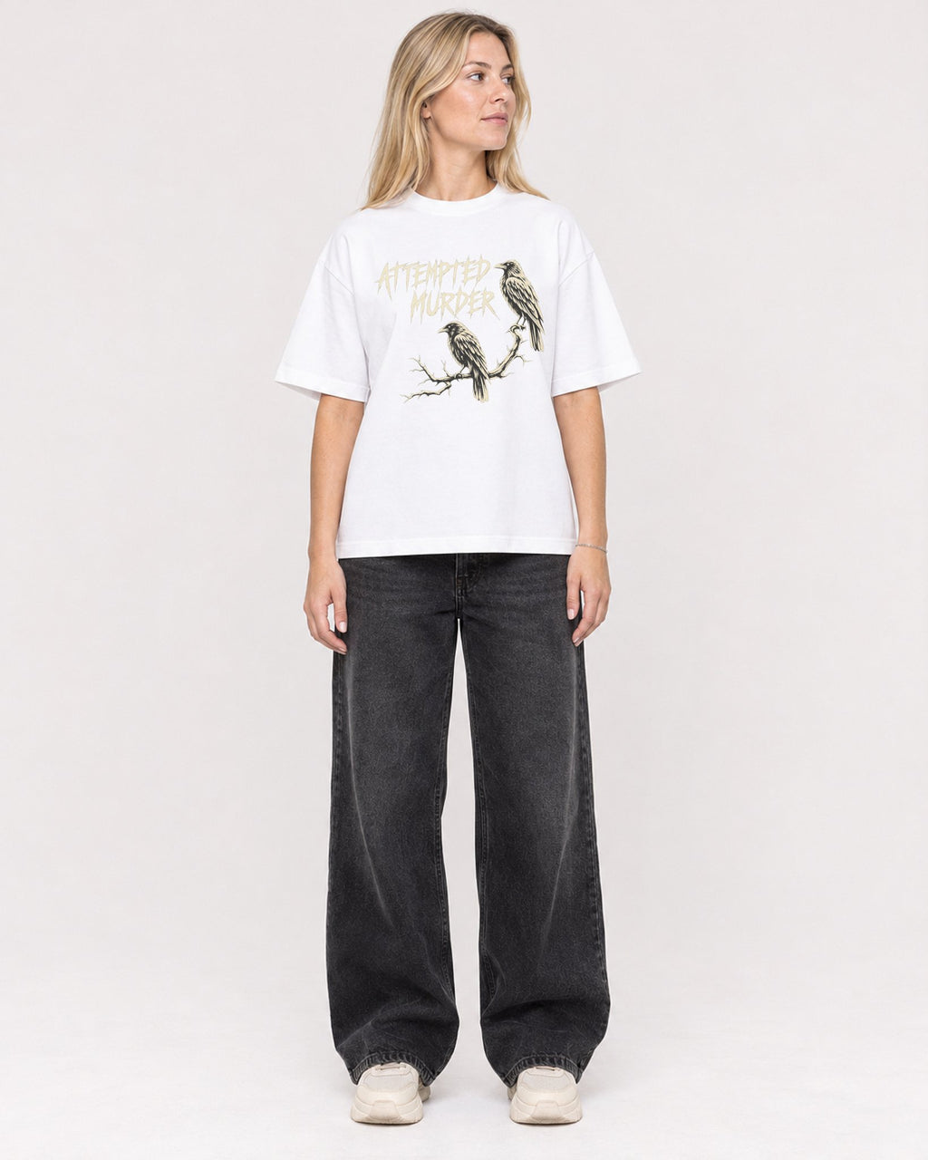 Mockup Boxy Heavyweight Tee White female full-body 08