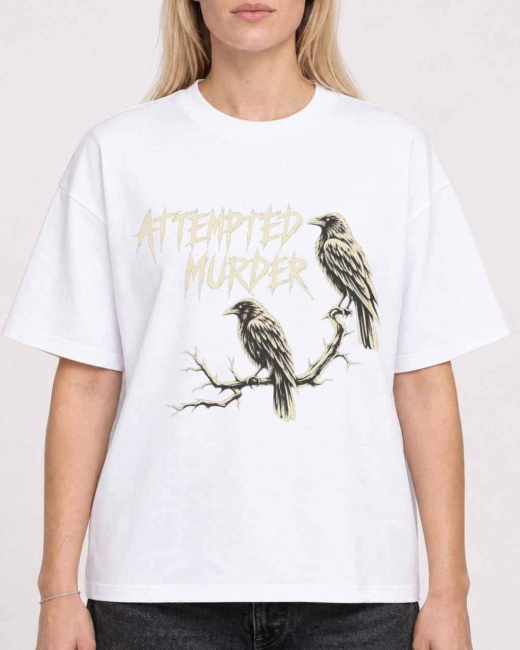Mockup Boxy Heavyweight Tee White female close-up 08