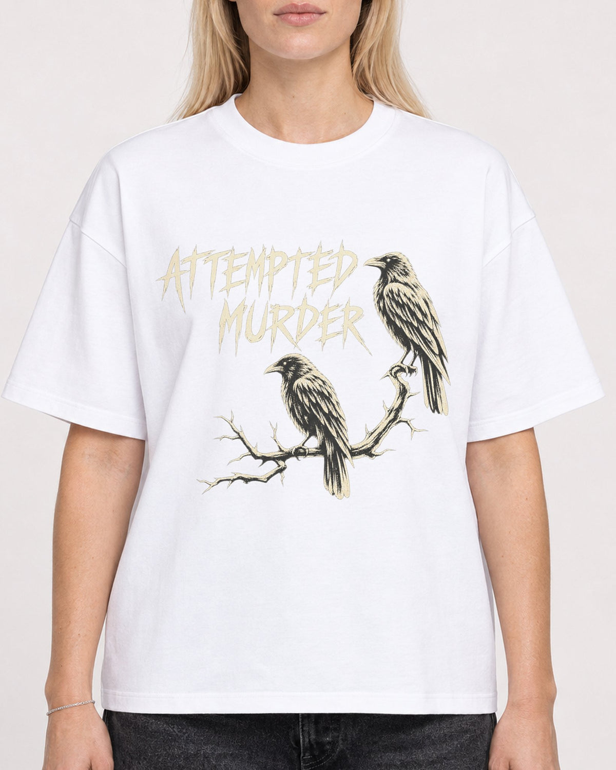 Mockup Boxy Heavyweight Tee White female close-up 08