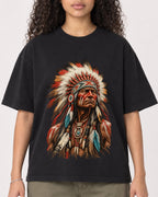 Mockup Boxy Heavyweight Tee Black female close-up 10