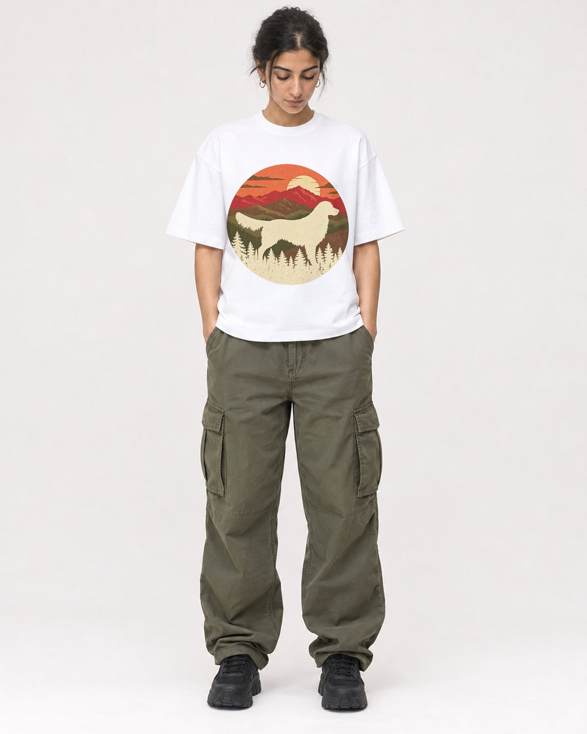 Mockup Boxy Heavyweight Tee White female full-body 17