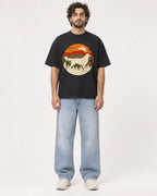 Mockup Boxy Heavyweight Tee Black male full-body 17