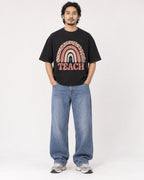 Mockup Boxy Heavyweight Tee Black male full-body 22