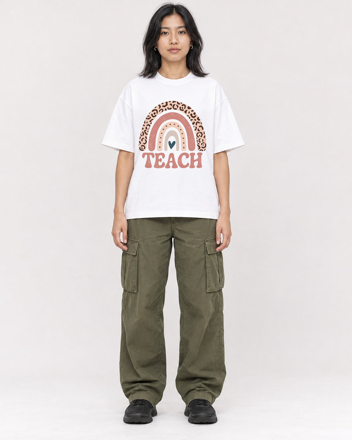 Mockup Boxy Heavyweight Tee White female full-body 22