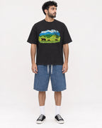 Mockup Boxy Heavyweight Tee Black male full-body 07