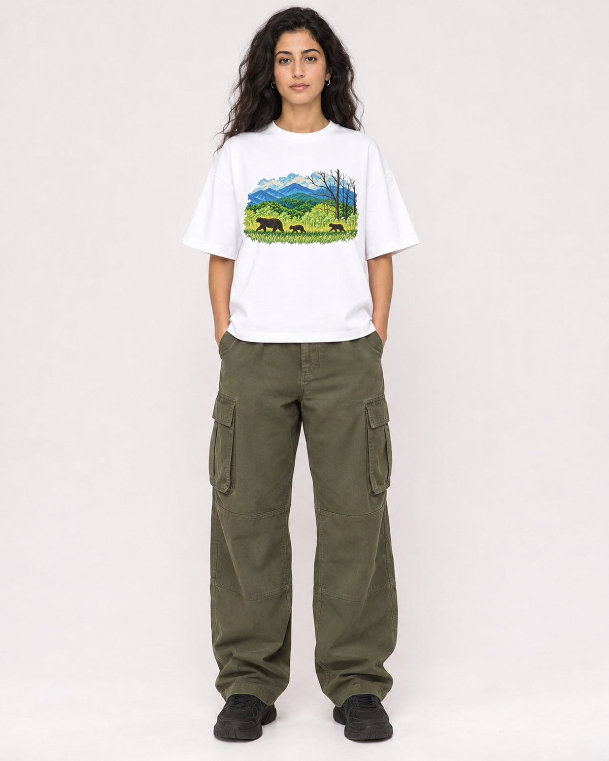 Mockup Boxy Heavyweight Tee White female full-body 07