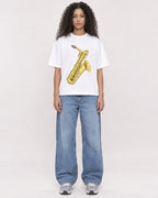 Mockup Boxy Heavyweight Tee White female full-body 10