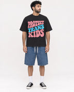 Mockup Boxy Heavyweight Tee Black male full-body 07