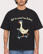 Mockup Boxy Heavyweight Tee Black male close-up 30