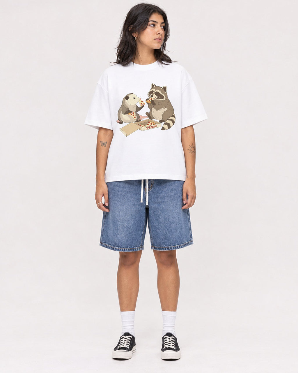 Mockup Boxy Heavyweight Tee White female full-body 36