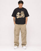 Mockup Boxy Heavyweight Tee Black male full-body 36