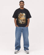Mockup Boxy Heavyweight Tee Black male full-body 14