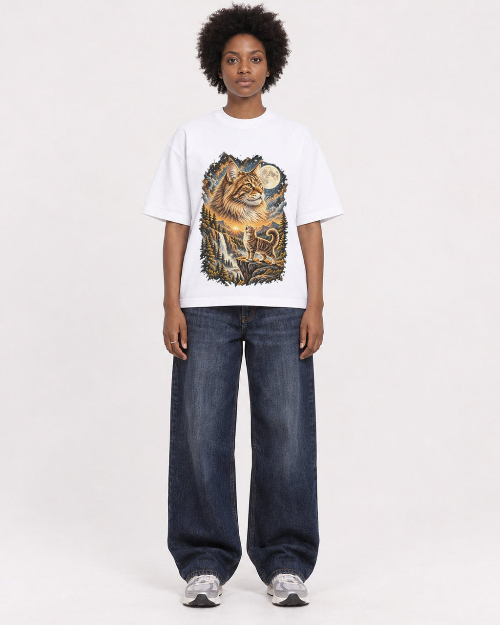 Mockup Boxy Heavyweight Tee White female full-body 14