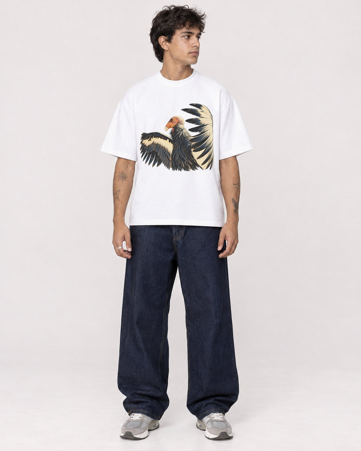 Mockup Boxy Heavyweight Tee White male full-body 06