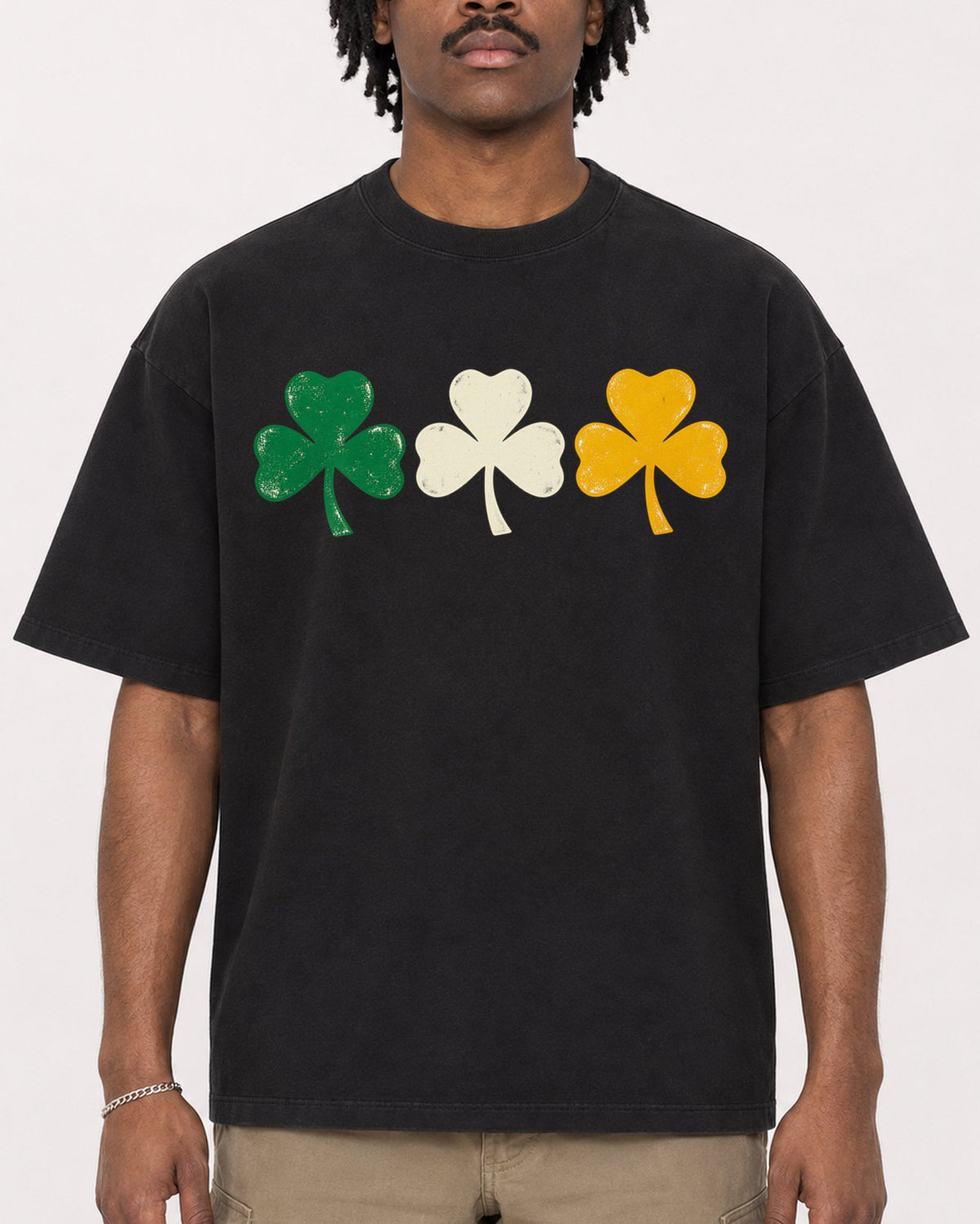 Mockup Boxy Heavyweight Tee Black male close-up 04