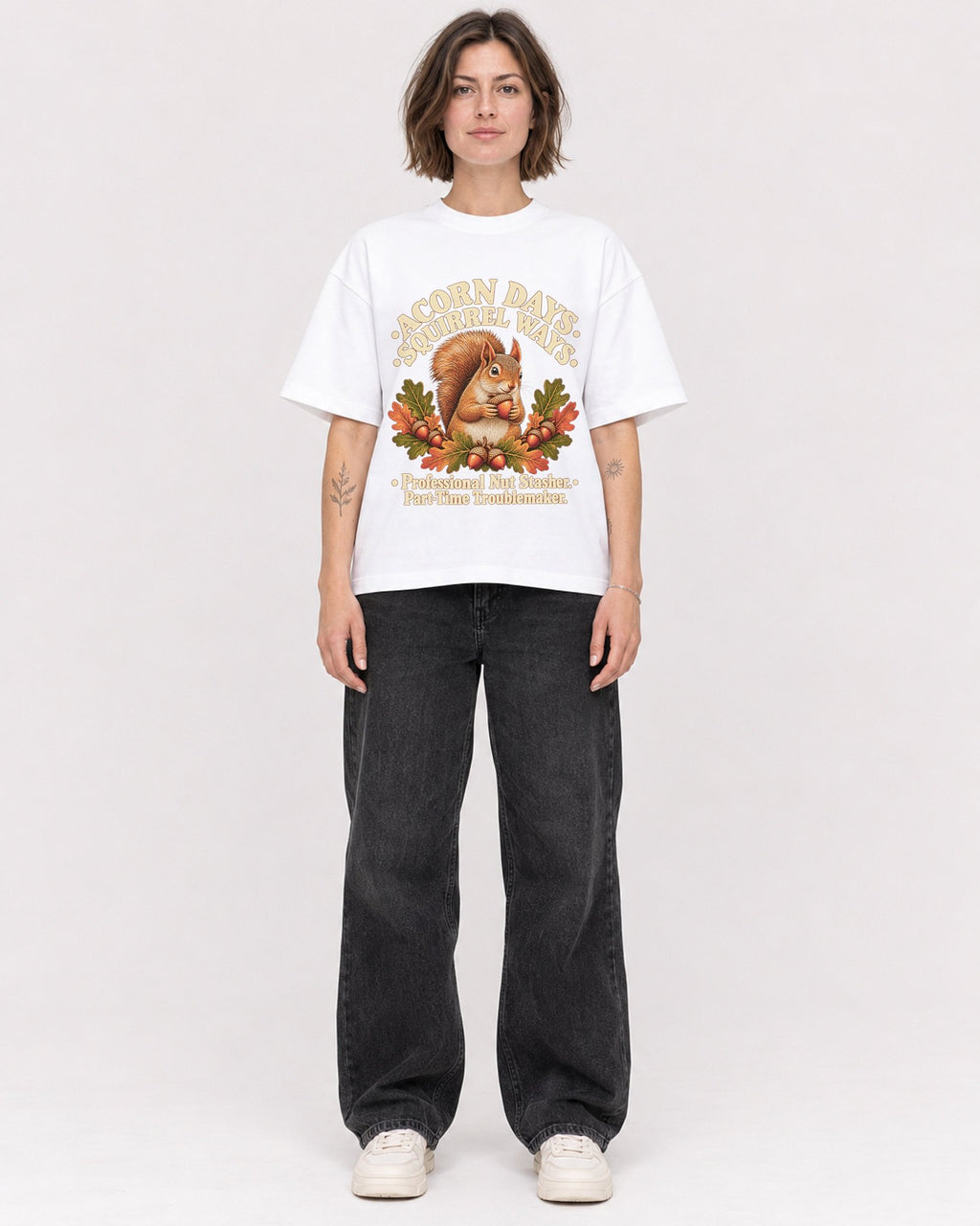 Mockup Boxy Heavyweight Tee White female full-body 18