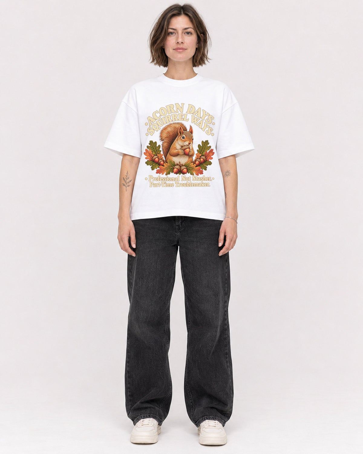 Mockup Boxy Heavyweight Tee White female full-body 18