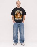 Mockup Boxy Heavyweight Tee Black male full-body 18